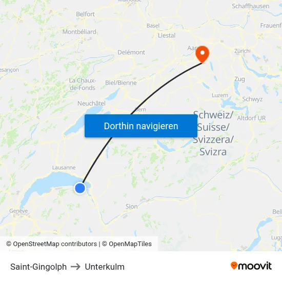 Saint-Gingolph to Unterkulm map