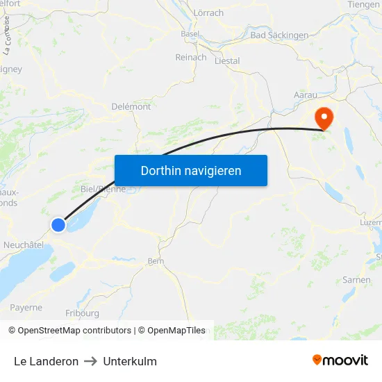 Le Landeron to Unterkulm map