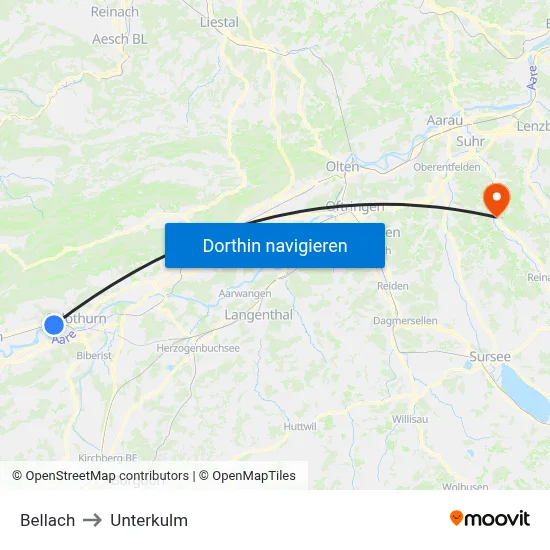 Bellach to Unterkulm map