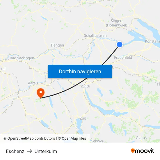 Eschenz to Unterkulm map