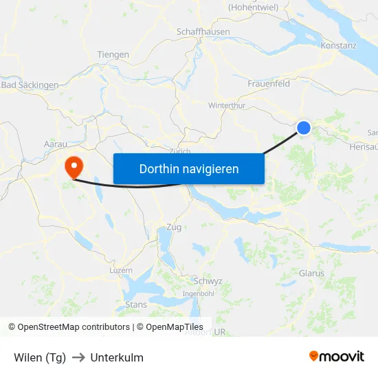 Wilen (Tg) to Unterkulm map