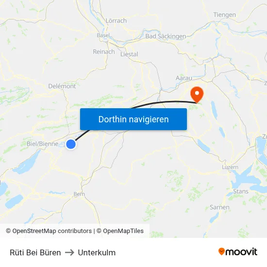 Rüti Bei Büren to Unterkulm map