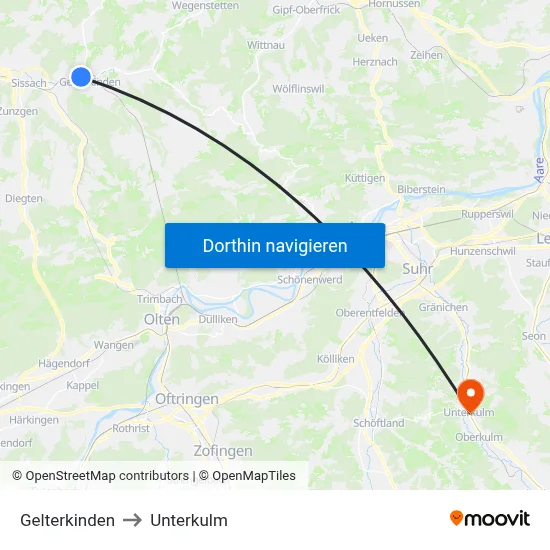 Gelterkinden to Unterkulm map