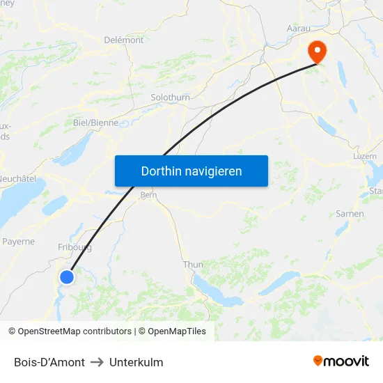Bois-D’Amont to Unterkulm map