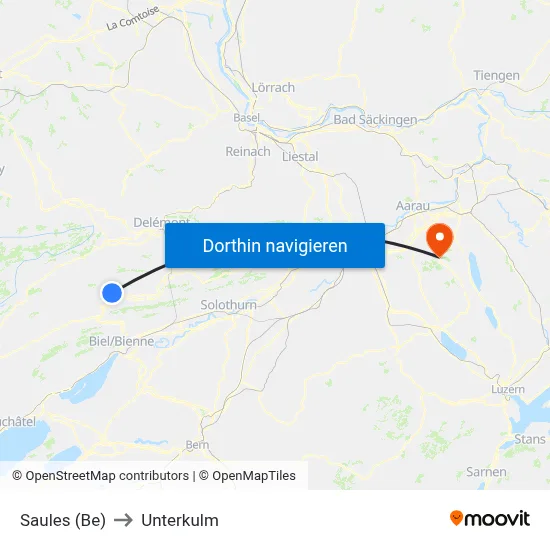 Saules (Be) to Unterkulm map