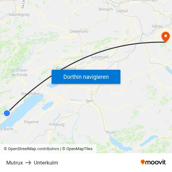 Mutrux to Unterkulm map