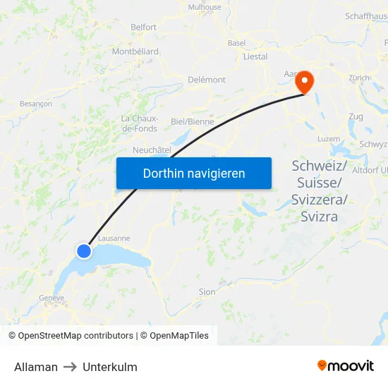 Allaman to Unterkulm map