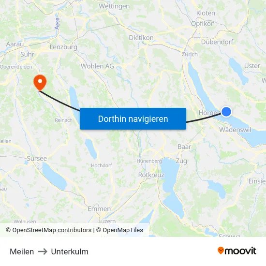 Meilen to Unterkulm map