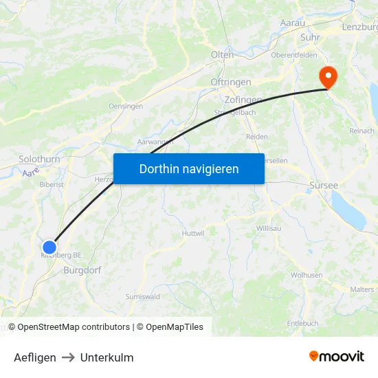 Aefligen to Unterkulm map