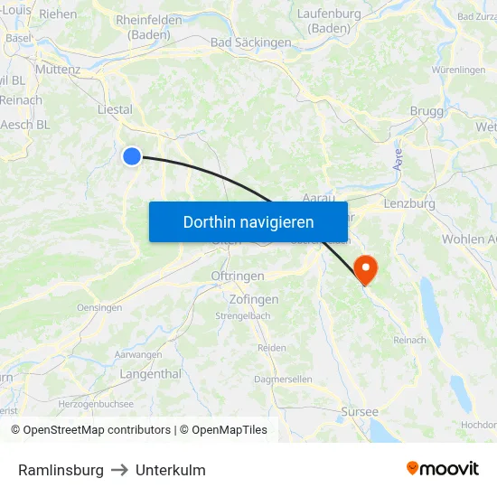 Ramlinsburg to Unterkulm map