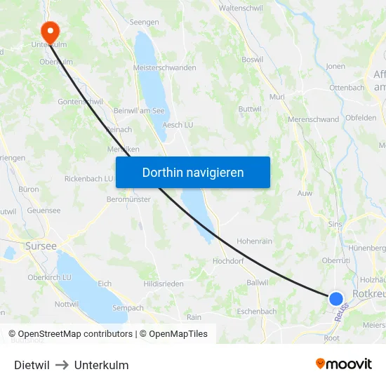 Dietwil to Unterkulm map