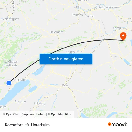 Rochefort to Unterkulm map