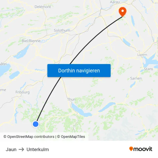 Jaun to Unterkulm map