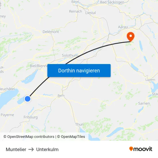 Muntelier to Unterkulm map