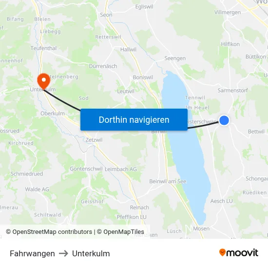 Fahrwangen to Unterkulm map