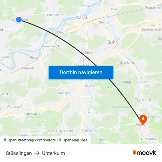 Stüsslingen to Unterkulm map