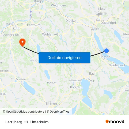 Herrliberg to Unterkulm map