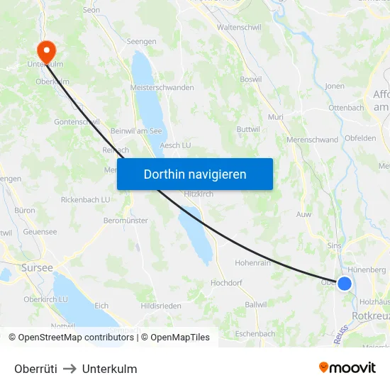 Oberrüti to Unterkulm map