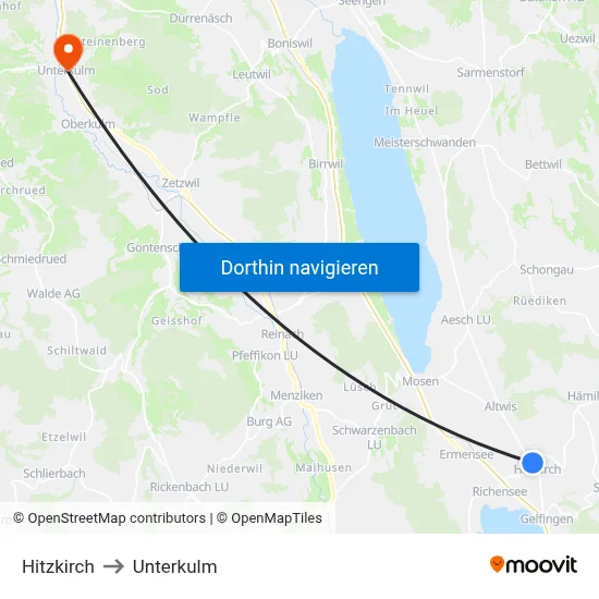 Hitzkirch to Unterkulm map