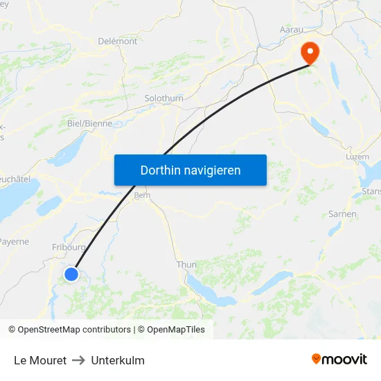 Le Mouret to Unterkulm map