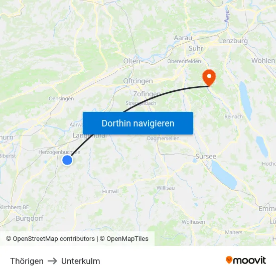 Thörigen to Unterkulm map