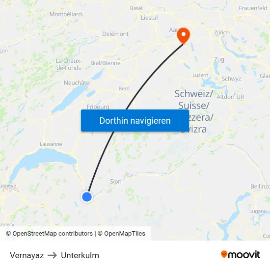 Vernayaz to Unterkulm map