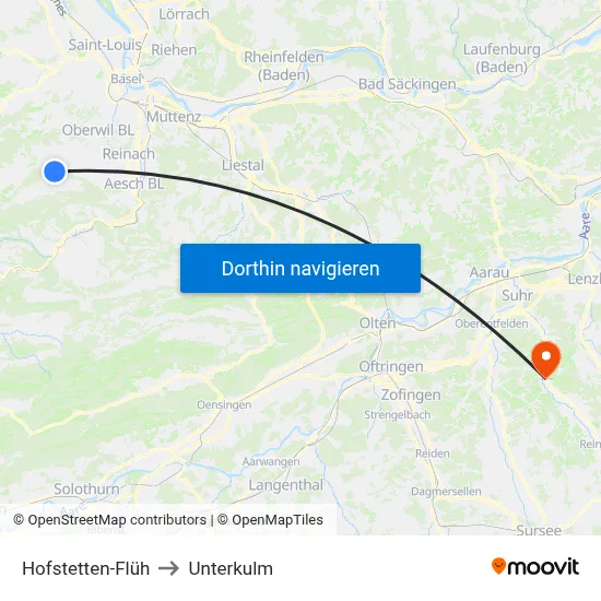Hofstetten-Flüh to Unterkulm map