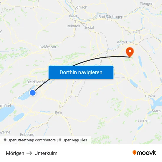 Mörigen to Unterkulm map