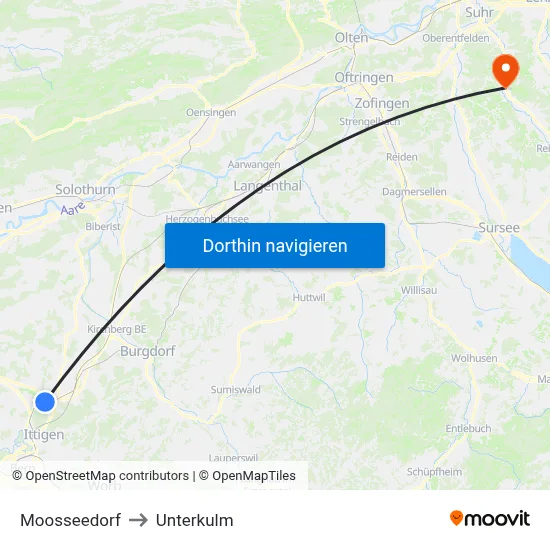 Moosseedorf to Unterkulm map