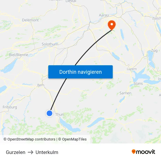 Gurzelen to Unterkulm map