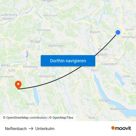 Neftenbach to Unterkulm map