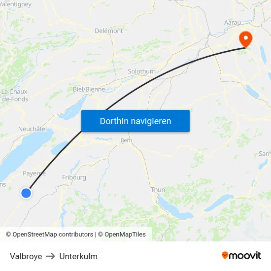 Valbroye to Unterkulm map
