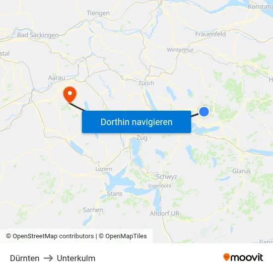 Dürnten to Unterkulm map