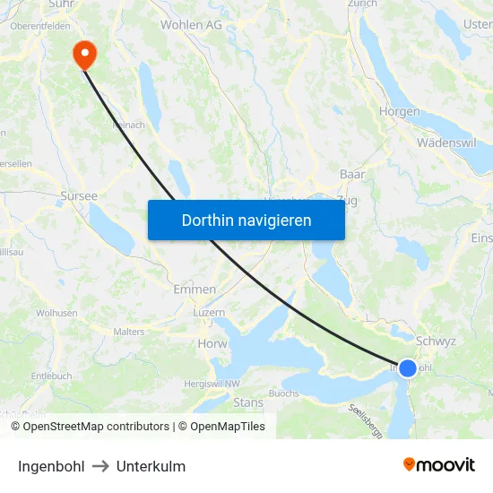 Ingenbohl to Unterkulm map
