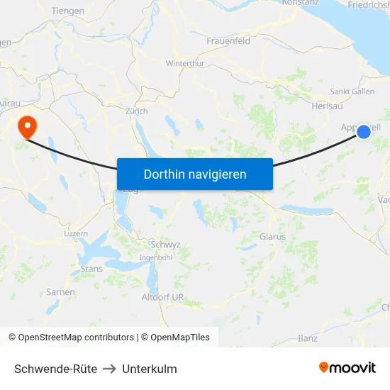 Schwende-Rüte to Unterkulm map