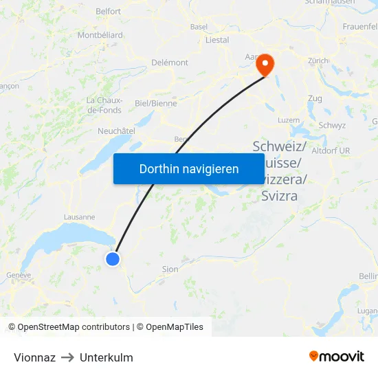 Vionnaz to Unterkulm map