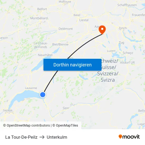 La Tour-De-Peilz to Unterkulm map
