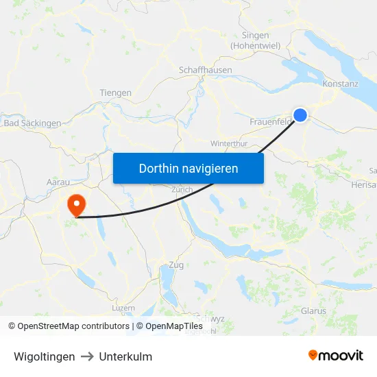 Wigoltingen to Unterkulm map