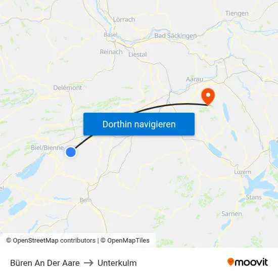 Büren An Der Aare to Unterkulm map