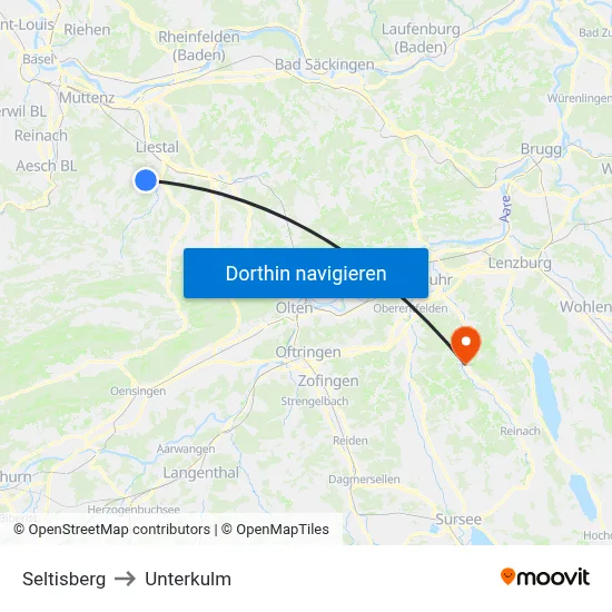 Seltisberg to Unterkulm map