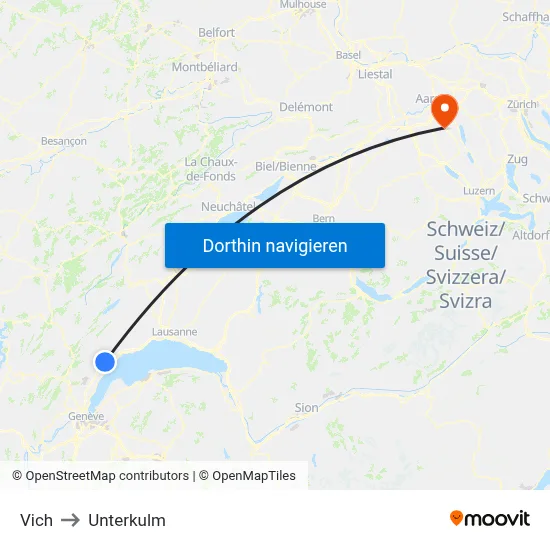 Vich to Unterkulm map