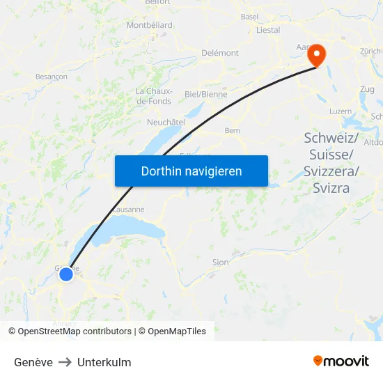 Genève to Unterkulm map