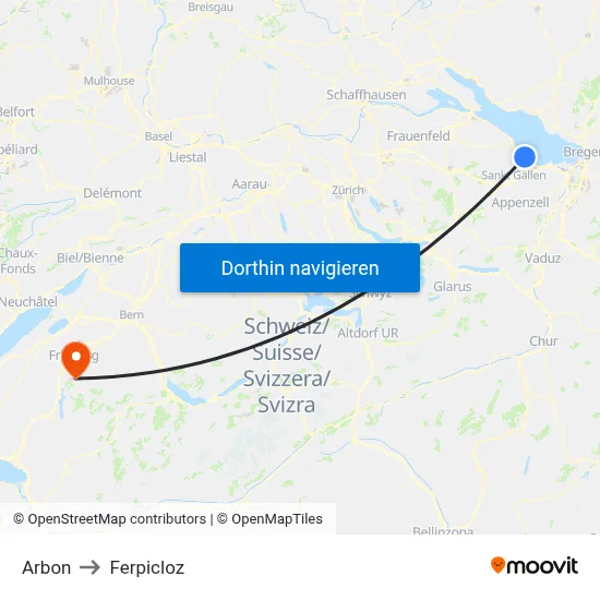 Arbon to Ferpicloz map