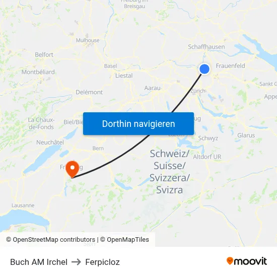 Buch AM Irchel to Ferpicloz map