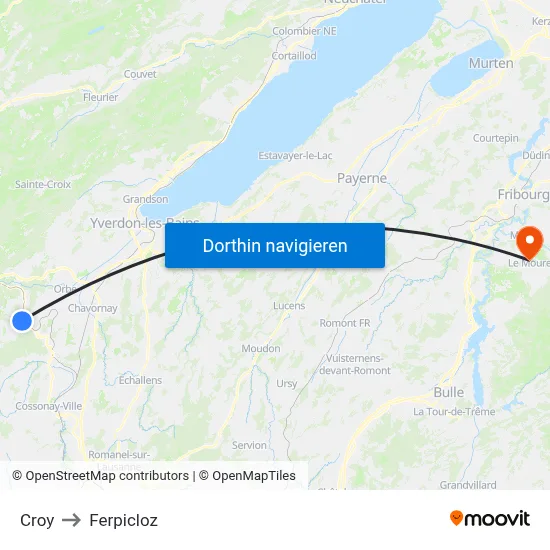 Croy to Ferpicloz map