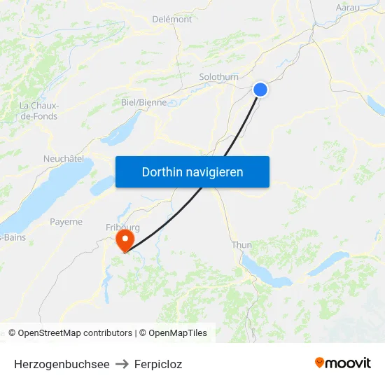 Herzogenbuchsee to Ferpicloz map