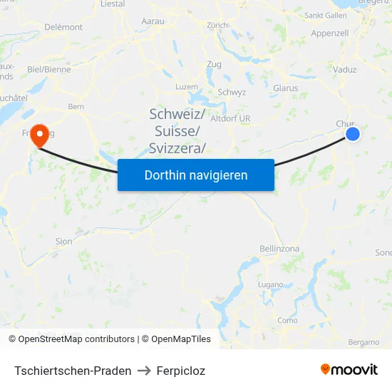 Tschiertschen-Praden to Ferpicloz map