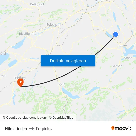 Hildisrieden to Ferpicloz map