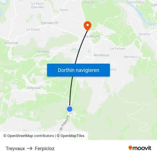 Treyvaux to Ferpicloz map