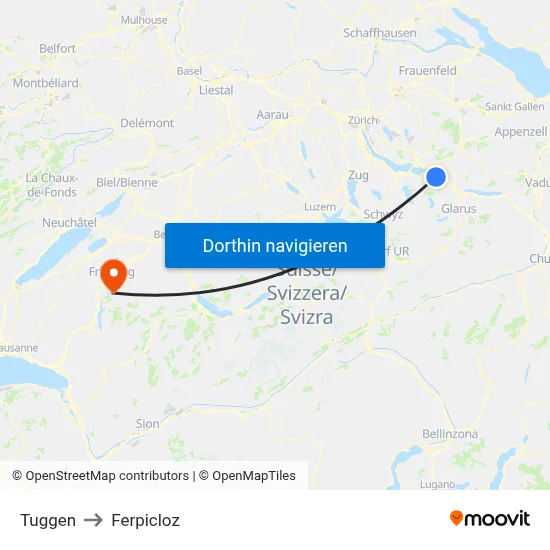 Tuggen to Ferpicloz map